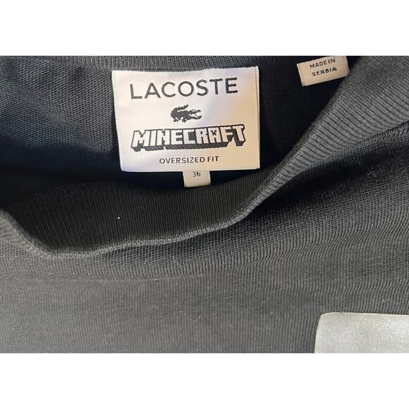 Lacoste x Minecraft T Shirt Womens 36 Small Black Oversized Graphic Gamer Tee - Picture 3 of 5